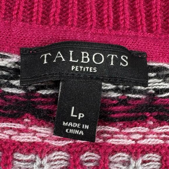 Talbots Petites LP Fair Isle Knit Cardigan Sweater Lambswool Blend Cottagecore - Picture 5 of 12